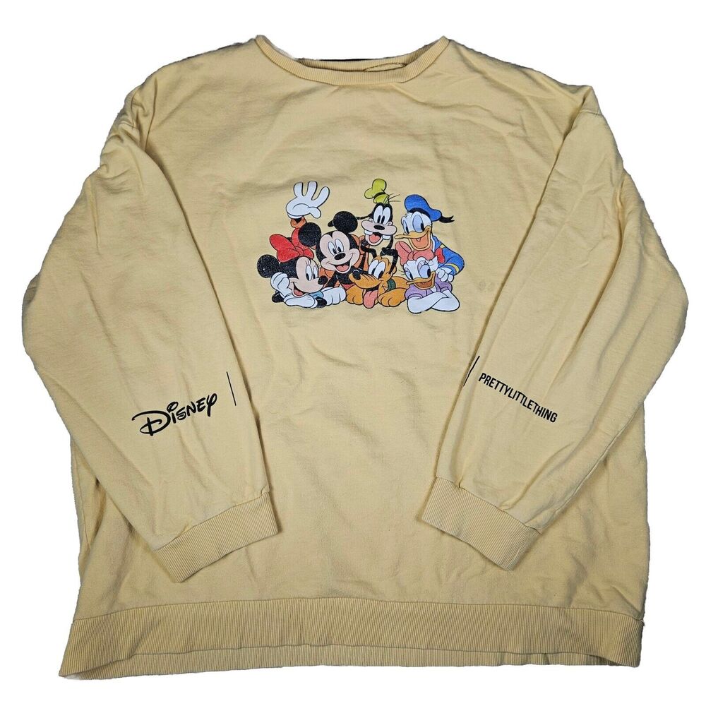 PRETTYLITTLETHING Pretty Little Thing Disney Crewneck Sweatshirt Yellow Size L